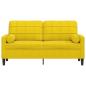 Preview: 2-Sitzer-Sofa mit Zierkissen Gelb 140 cm Samt