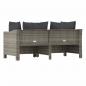 Preview: 2-tlg. Garten-Lounge-Set mit Kissen Grau Poly Rattan
