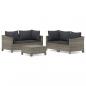 Preview: 5-tlg. Garten-Lounge-Set mit Kissen Grau Poly Rattan