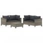 Preview: 5-tlg. Garten-Lounge-Set mit Kissen Grau Poly Rattan