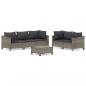 Preview: 6-tlg. Garten-Lounge-Set mit Kissen Grau Poly Rattan