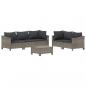 Preview: 6-tlg. Garten-Lounge-Set mit Kissen Grau Poly Rattan
