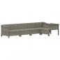 Preview: 5-tlg. Garten-Lounge-Set mit Kissen Grau Poly Rattan