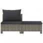 Preview: 2-tlg. Garten-Lounge-Set mit Kissen Grau Poly Rattan