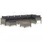 Preview: 8-tlg. Garten-Lounge-Set mit Kissen Grau Poly Rattan
