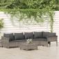 Preview: ARDEBO.de - 6-tlg. Garten-Lounge-Set mit Kissen Grau Poly Rattan