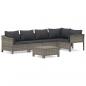 Preview: 6-tlg. Garten-Lounge-Set mit Kissen Grau Poly Rattan