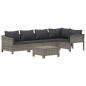 Preview: 6-tlg. Garten-Lounge-Set mit Kissen Grau Poly Rattan