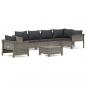 Preview: 7-tlg. Garten-Lounge-Set mit Kissen Grau Poly Rattan