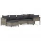 Preview: 6-tlg. Garten-Lounge-Set mit Kissen Grau Poly Rattan