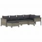 Preview: 6-tlg. Garten-Lounge-Set mit Kissen Grau Poly Rattan