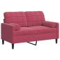 Preview: ARDEBO.de - 2-Sitzer-Sofa mit Zierkissen Weinrot 120 cm Samt