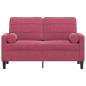 Preview: 2-Sitzer-Sofa mit Zierkissen Weinrot 120 cm Samt