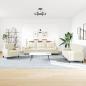 Preview: 3-tlg. Sofagarnitur mit Kissen und Nackenrollen Creme Samt