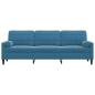 Preview: Sofa 3-Sitzer mit Zierkissen Blau 210 cm Samt