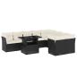 Preview: 10-tlg. Garten-Sofagarnitur mit Kissen Schwarz Poly Rattan