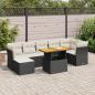 Preview: ARDEBO.de - 8-tlg. Garten-Sofagarnitur mit Kissen Schwarz Poly Rattan