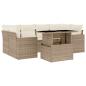 Preview: 7-tlg. Garten-Sofagarnitur mit Kissen Beige Poly Rattan