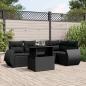 Preview: ARDEBO.de - 6-tlg. Garten-Sofagarnitur mit Kissen Schwarz Poly Rattan