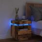 Preview: ARDEBO.de - Nachttisch mit LED-Leuchten Altholz-Optik 40x39x48,5 cm
