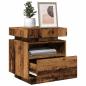 Preview: Nachttisch mit LED-Leuchten Altholz-Optik 40x39x48,5 cm