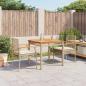 Preview: ARDEBO.de - 3-tlg. Garten-Essgruppe mit Kissen Beige Poly Rattan