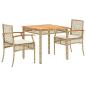 Preview: 3-tlg. Garten-Essgruppe mit Kissen Beige Poly Rattan