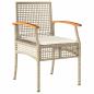 Preview: 3-tlg. Garten-Essgruppe mit Kissen Beige Poly Rattan