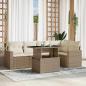 Preview: ARDEBO.de - 6-tlg. Garten-Sofagarnitur mit Kissen Beige Poly Rattan