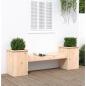 Preview: ARDEBO.de - Gartenbank mit Pflanzkübeln 184,5x39,5x56,5cm Massivholz Kiefer