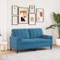 Preview: ARDEBO.de - 2-Sitzer-Sofa mit Zierkissen Blau 140 cm Samt
