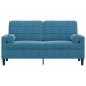 Preview: 2-Sitzer-Sofa mit Zierkissen Blau 140 cm Samt