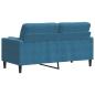 Preview: 2-Sitzer-Sofa mit Zierkissen Blau 140 cm Samt