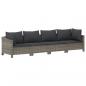 Preview: 10-tlg. Garten-Lounge-Set mit Kissen Grau Poly Rattan