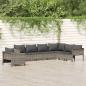 Preview: ARDEBO.de - 7-tlg. Garten-Lounge-Set mit Kissen Grau Poly Rattan