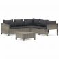 Preview: 6-tlg. Garten-Lounge-Set mit Kissen Grau Poly Rattan