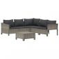 Preview: 6-tlg. Garten-Lounge-Set mit Kissen Grau Poly Rattan