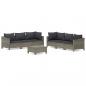 Preview: 7-tlg. Garten-Lounge-Set mit Kissen Grau Poly Rattan