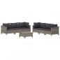 Preview: 7-tlg. Garten-Lounge-Set mit Kissen Grau Poly Rattan
