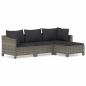Preview: 4-tlg. Garten-Lounge-Set mit Kissen Grau Poly Rattan