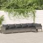Preview: ARDEBO.de - 6-tlg. Garten-Lounge-Set mit Kissen Grau Poly Rattan