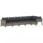 Preview: 6-tlg. Garten-Lounge-Set mit Kissen Grau Poly Rattan