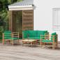 Preview: ARDEBO.de - 5-tlg. Garten-Lounge-Set mit Grünen Kissen Bambus