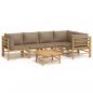 Preview: 6-tlg. Garten-Lounge-Set mit Kissen Taupe Bambus