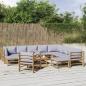 Preview: ARDEBO.de - 12-tlg. Garten-Lounge-Set mit Hellgrauen Kissen Bambus