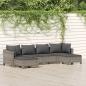 Preview: ARDEBO.de - 6-tlg. Garten-Lounge-Set mit Kissen Grau Poly Rattan