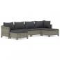 Preview: 6-tlg. Garten-Lounge-Set mit Kissen Grau Poly Rattan