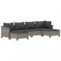 Preview: 6-tlg. Garten-Lounge-Set mit Kissen Grau Poly Rattan
