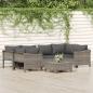 Preview: ARDEBO.de - 7-tlg. Garten-Lounge-Set mit Kissen Grau Poly Rattan
