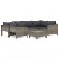 Preview: 7-tlg. Garten-Lounge-Set mit Kissen Grau Poly Rattan